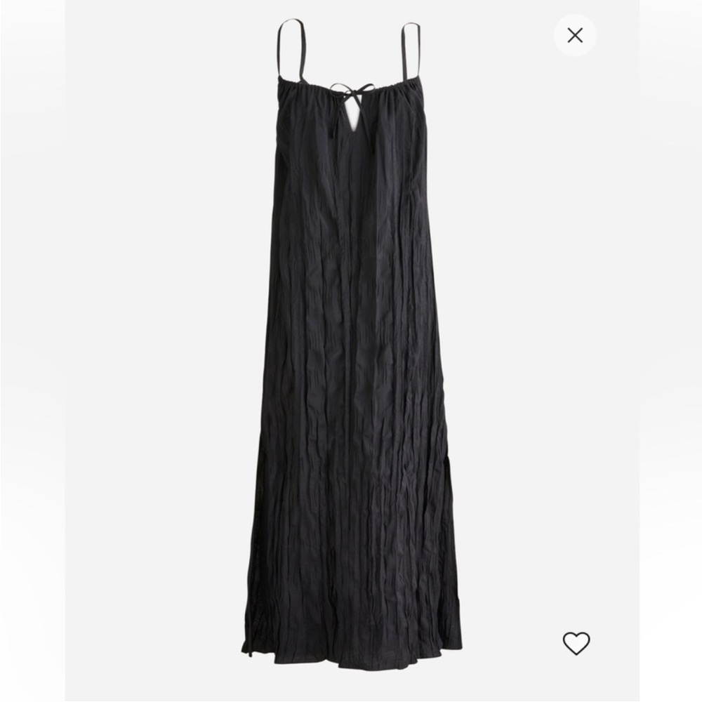 J. Crew Crinkled Side Slit Midi Dress Black